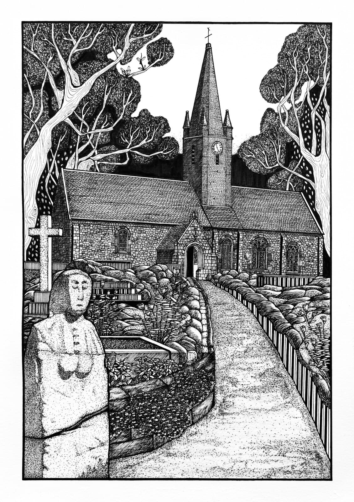 St Martin'S Church, Guernsey - original artwork by Natasha K. HE