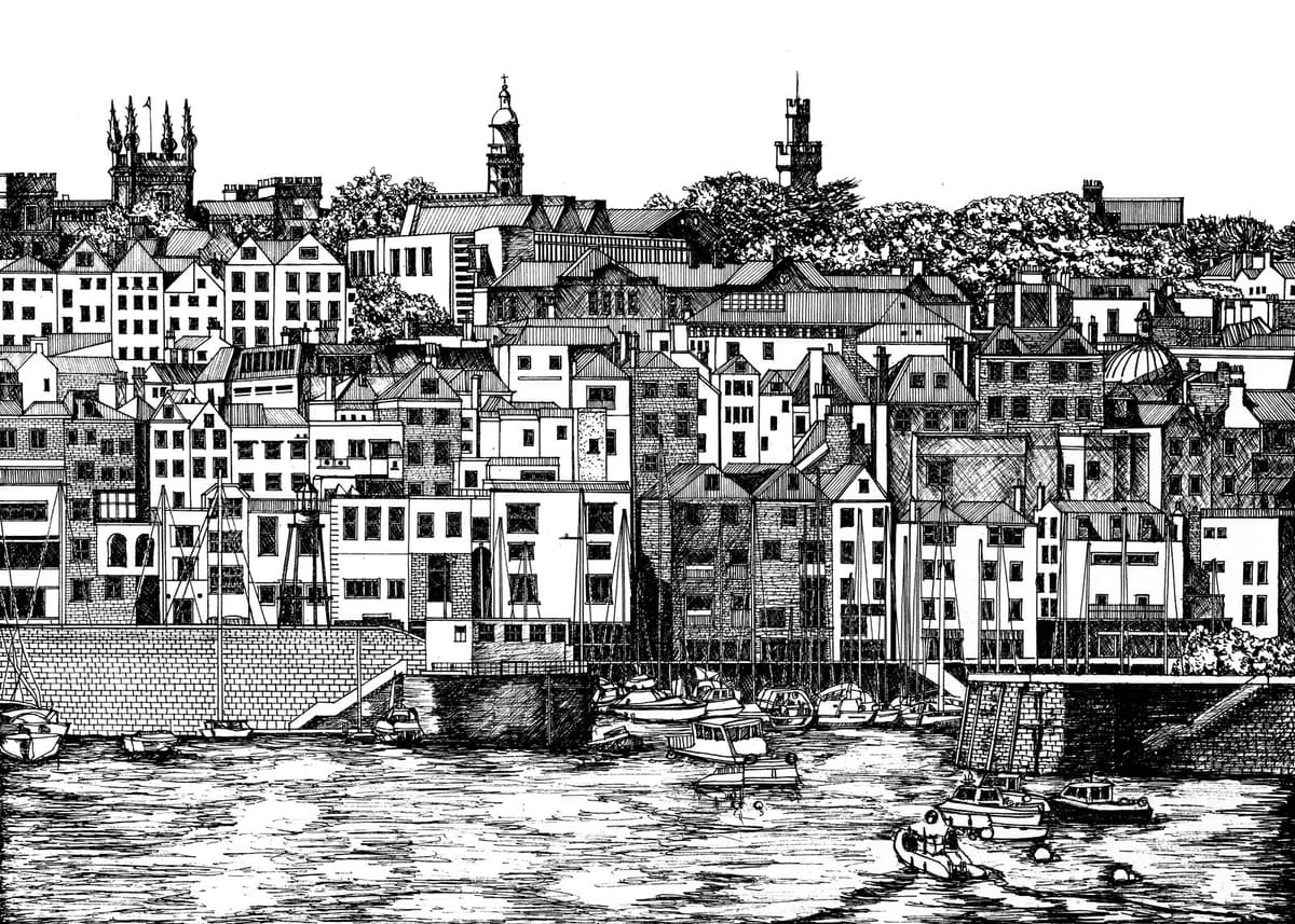 St Peter Port, Guernsey - original artwork by Natasha K. HE